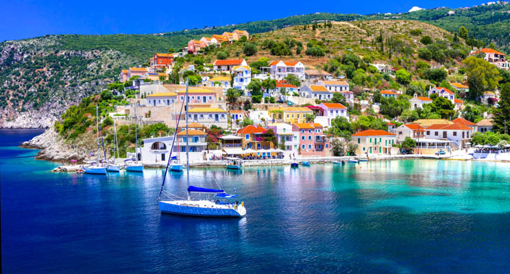 Boats on the water in Kefalonia, Greek Islands